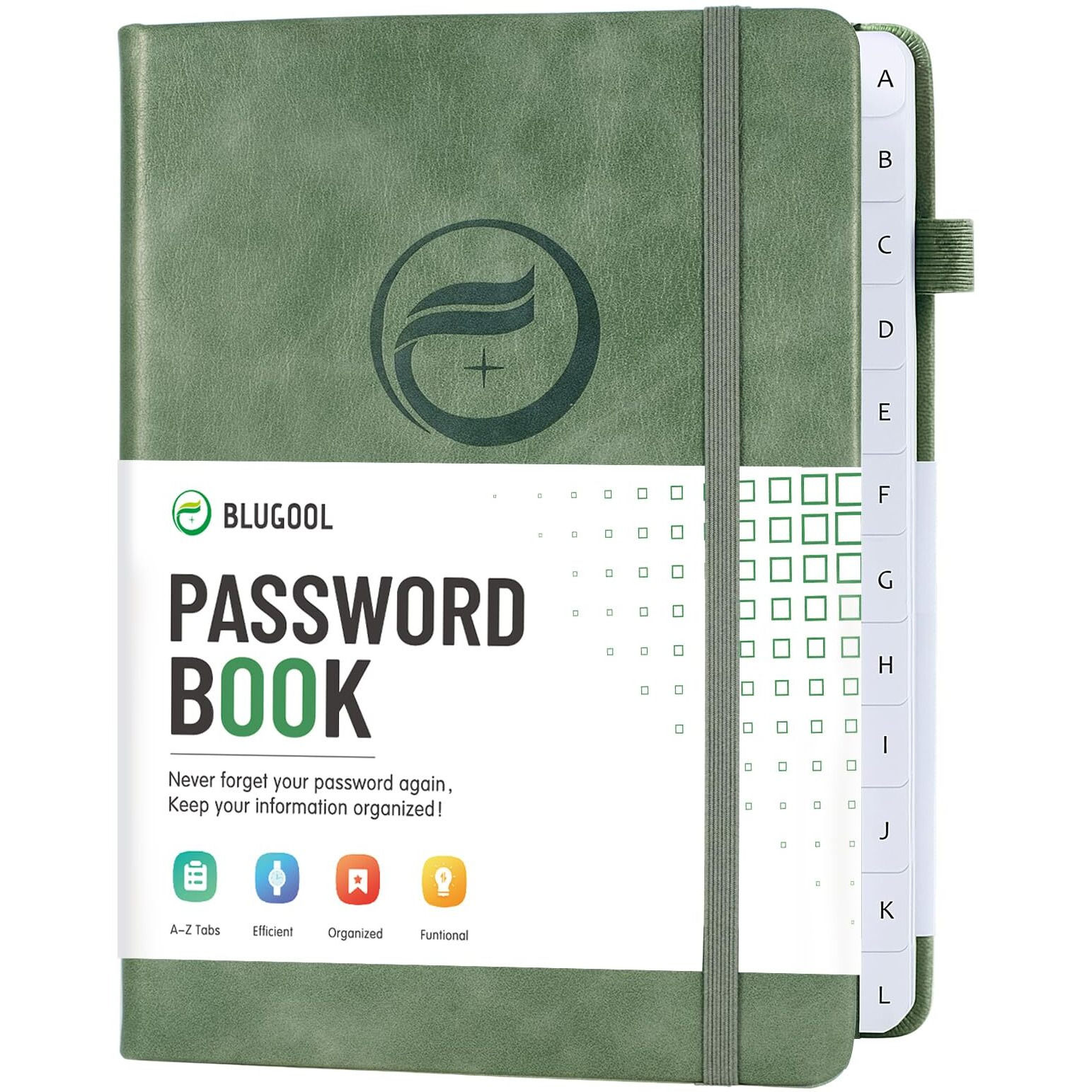 Password Book With Alphabetical Tabs  Hardcover Password Keeper  Password Notebook Organizer For Computer And Internet Address Website Login  Gifts For Home And Office  5.3''X 7.7''- Green