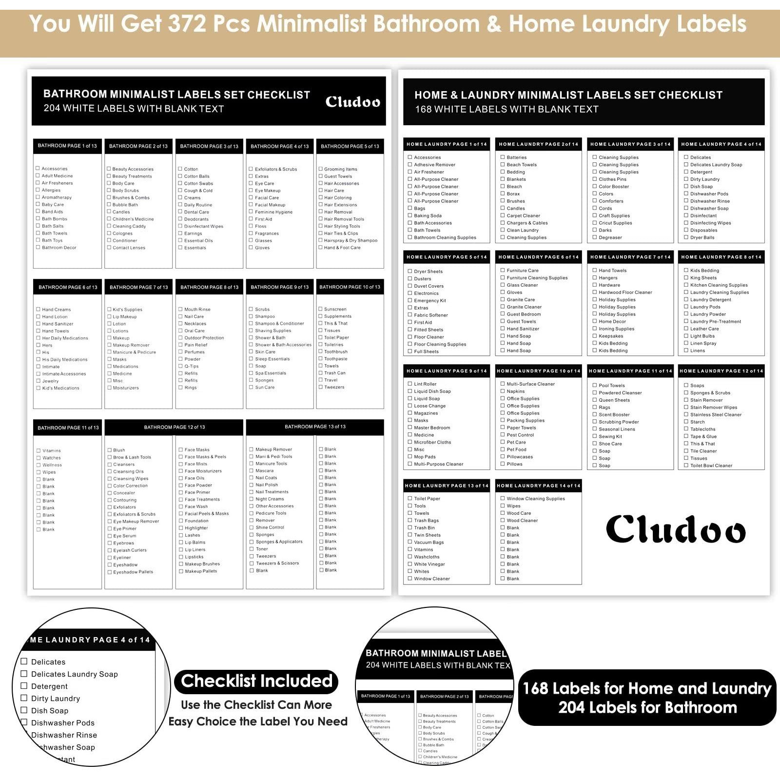 Cludoo 372 Pcs Bathroom Home Laundry Labels For Organizing With Diy Blank Labels Bathroom Laundry Home Beauty Organization Supplies Labels