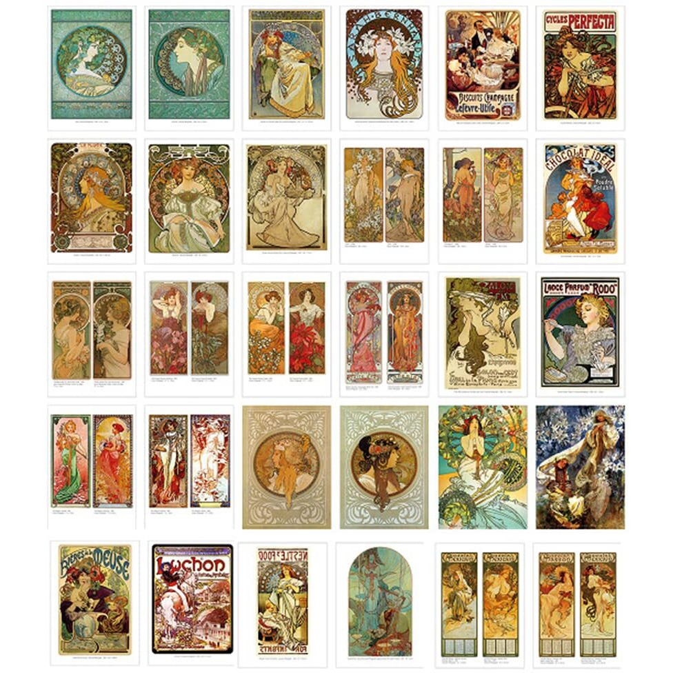 Hosteesschoice Beautiful Art Postcards Set Of 30 Post Card Of Alphonse Mucha Variety Pack Famous Painting Scenery 4 X 6 Inches