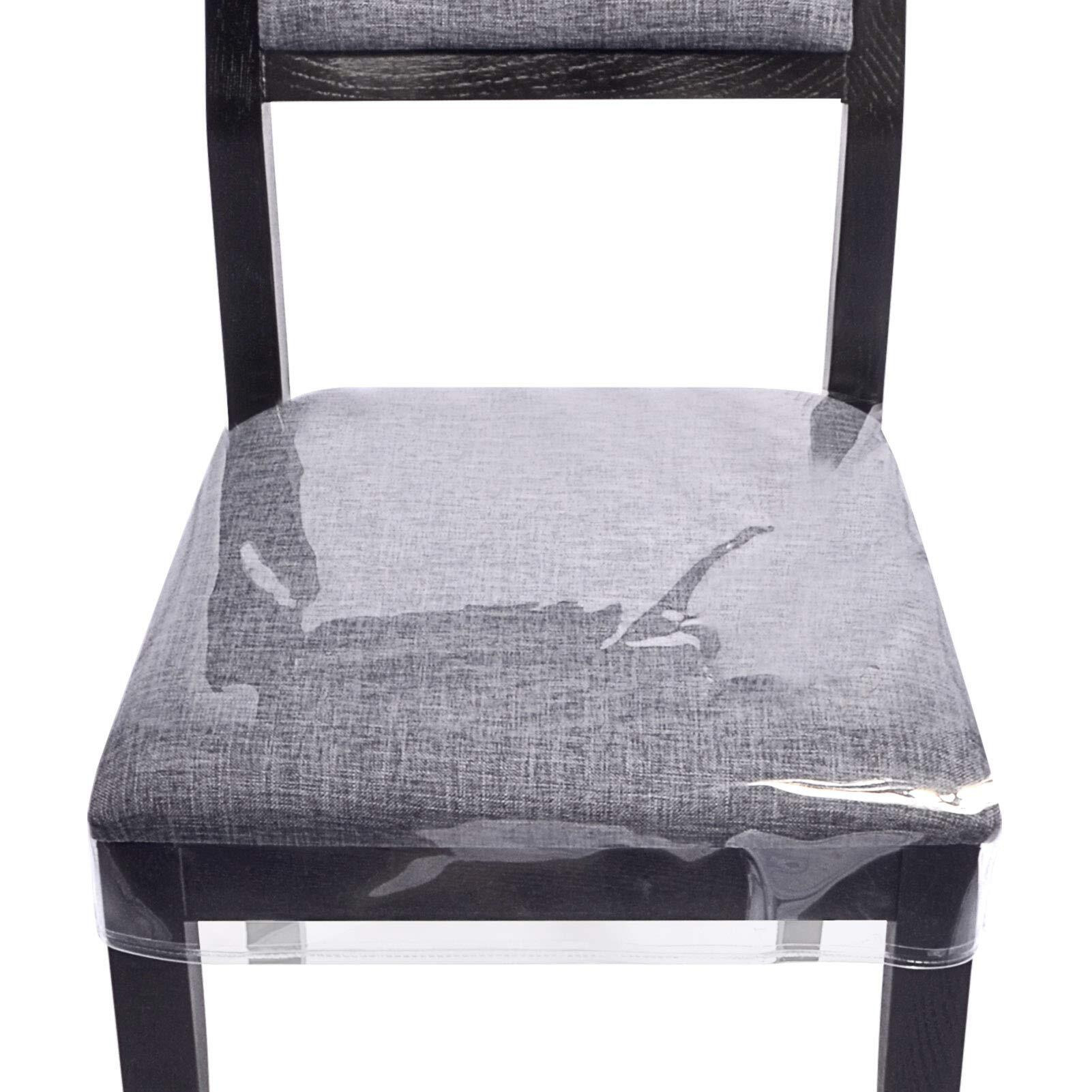 Zipcase 4 Pack Stain  Water And Kitty Scratch Resistant Clear Dining Chair Covers/Slipcovers Chair Protector Waterproof Pvc Material  17D X 18W X 4H With Adjustable Belt Strap  Set Of 4