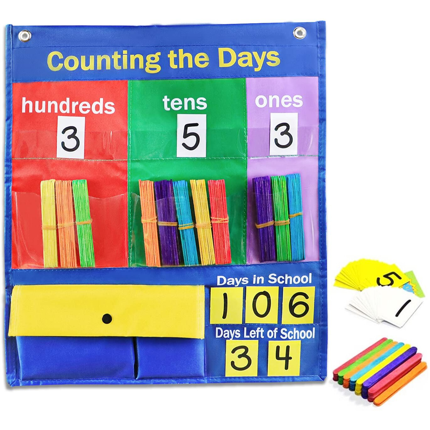 Godery Place Value Charts & Counting Caddie Pocket Chart For Classroom (Hundreds  Tens  Ones)