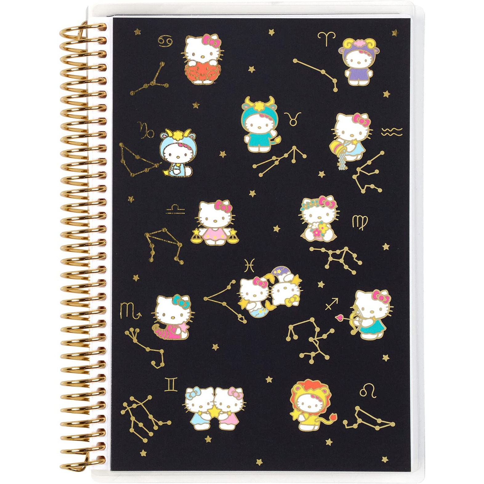Erin Condren A5 Spiral Bound Lined Notebook - Special Edition. Hello Kitty Zodiac Laminate Metallic Cover. 160 Lined Pages Of 80 Lb. Mohawk Paper. Sticker Sheet Included