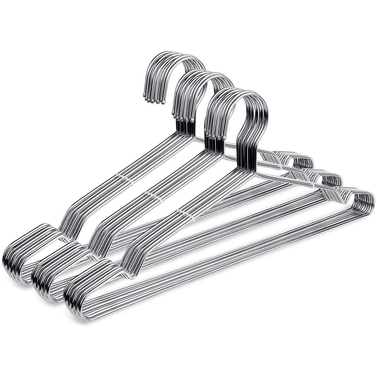 Fayleeko Wire Hangers Coat Hangers Strong Heavy Duty Stainless Steel Metal Hangers Ultra Thin Space Saving Clothes Hangers (30 Pack 16.5 Inch)