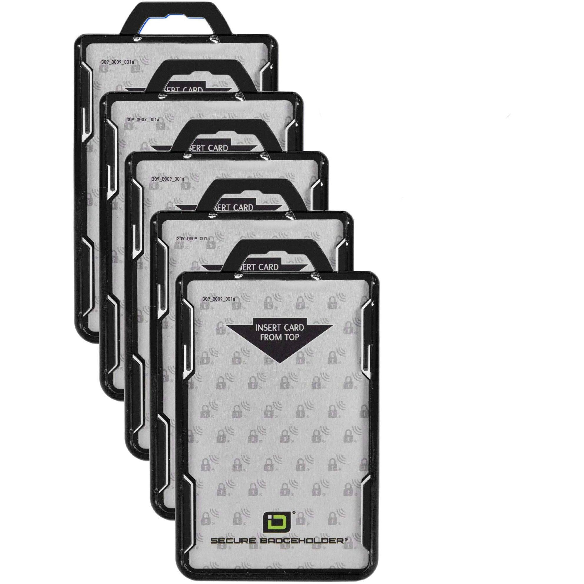 Id Stronghold - Pack Of 5 - Rfid Blocking Secure Badge Holder - Duolite 2 Card Id Holder - Poly Carbonate - Heavy Duty Plastic Id Badge Holder - Usa Molded And Assembled - Fips 201 Approved