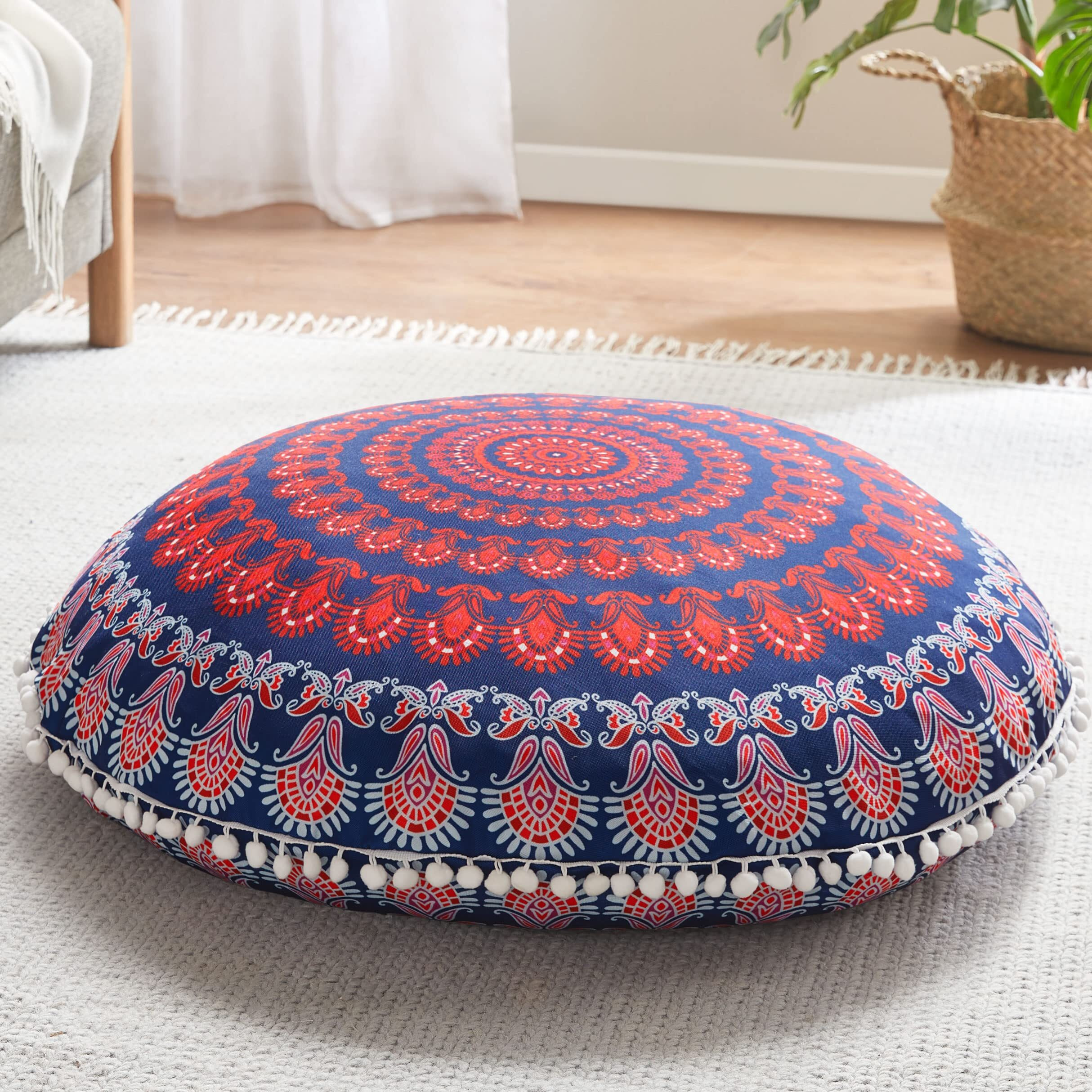 Codi 32 Inch Round Floor Pillow  Large Meditation Pouf Cushion   Memory Foam Stuffer Circle Throw Pillows - (Purple Orchid  1 Count (Pack Of 1))