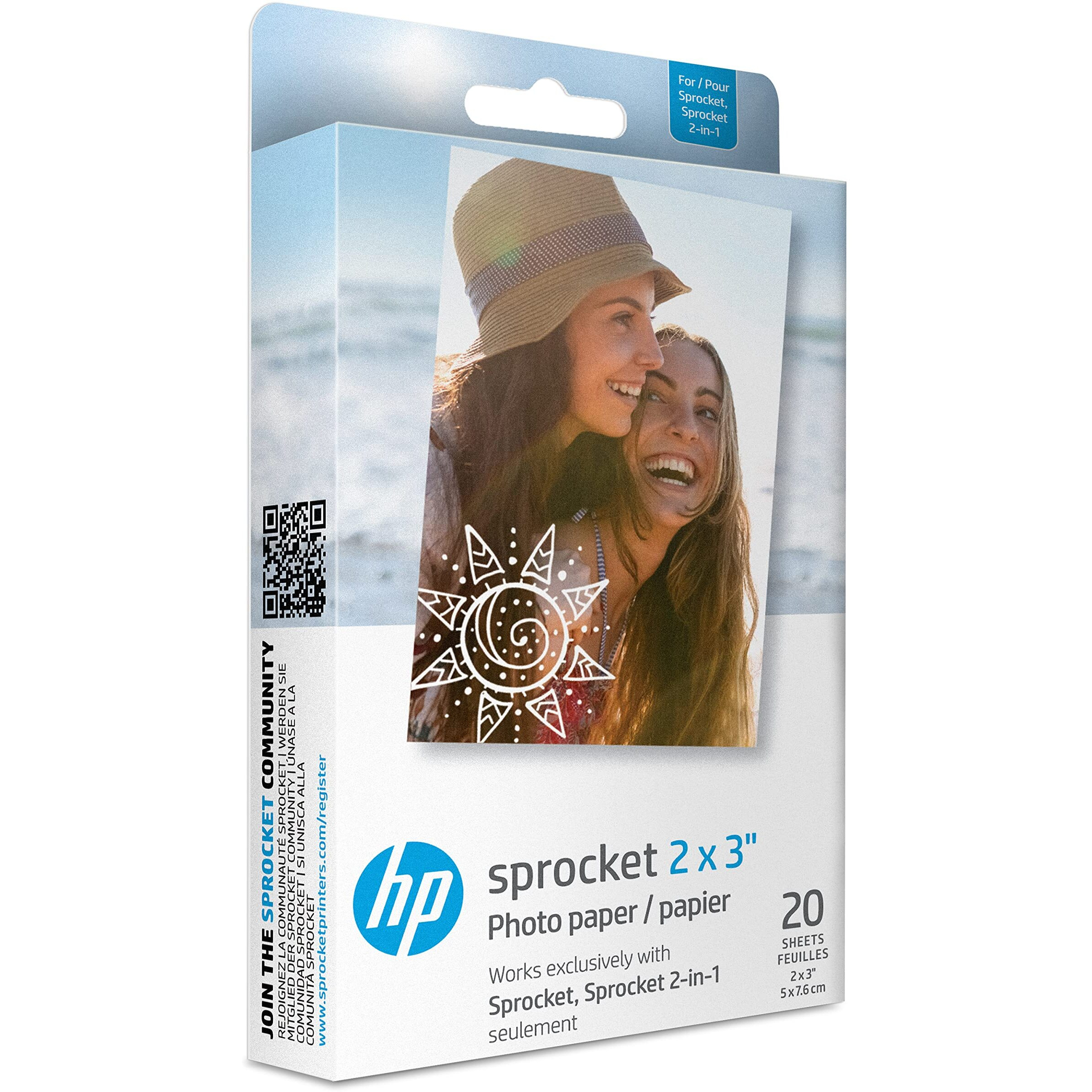 Hp Sprocket 2X3 Premium Zink Sticky Back Photo Paper (20 Sheets) Compatible With Hp Sprocket Photo Printers.