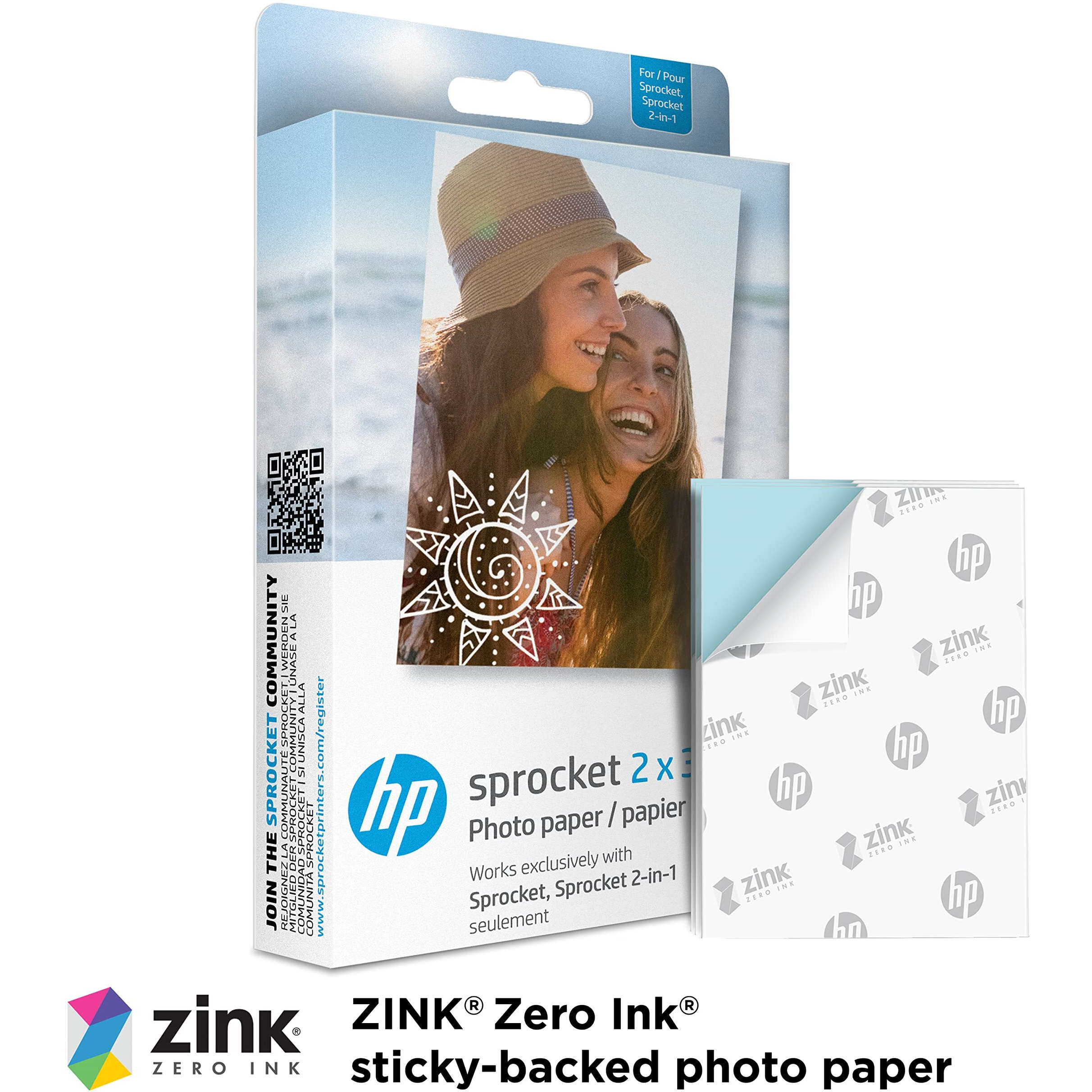Hp Sprocket 2X3 Premium Zink Sticky Back Photo Paper (20 Sheets) Compatible With Hp Sprocket Photo Printers.