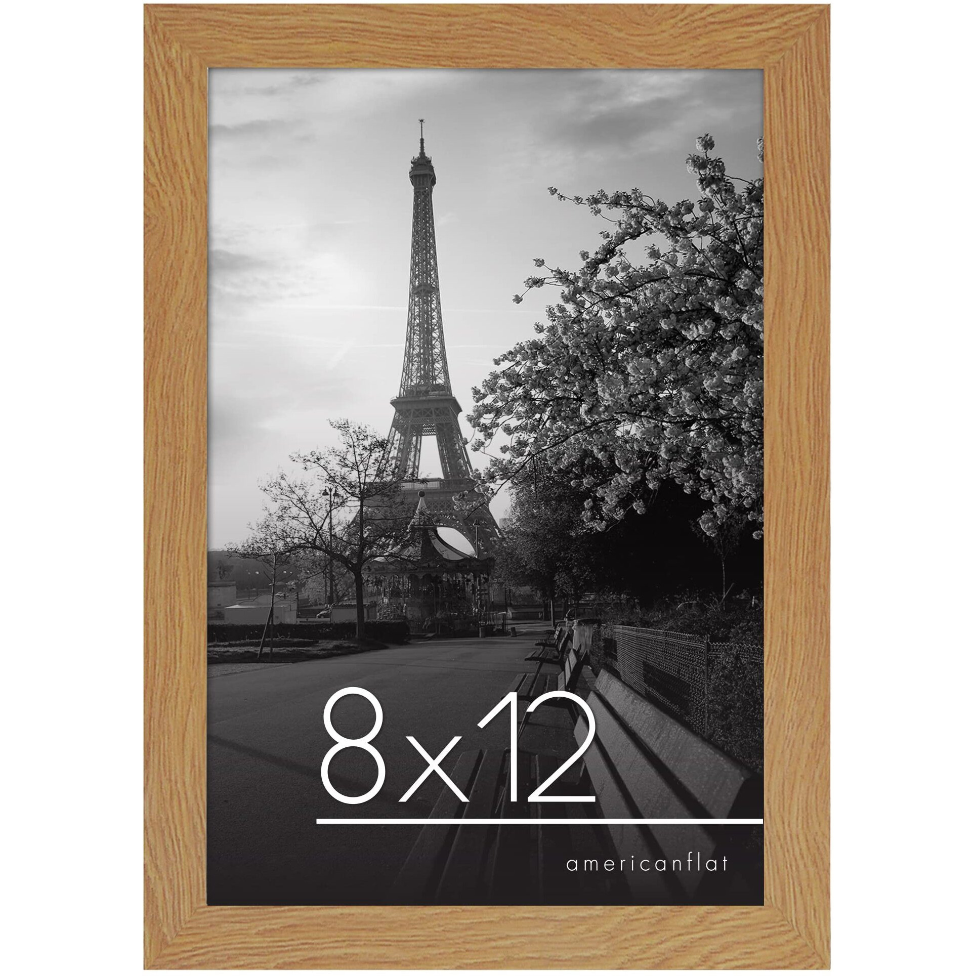 Americanflat 8X12 Picture Frame In Dark Oak - Engineered Wood With Shatter Resistant Glass - Horizontal And Vertical Formats For Wall And Tabletop