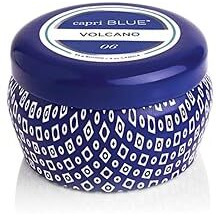 Capri Blue Volcano Scented Mini Tin Candle - Printed Mini Tin Jar Candle - Luxury Candles For Home Scented With Tropical Fruit & Sugared Citrus - Soy Candle Wax Blend - Blue Candle (3 Oz)