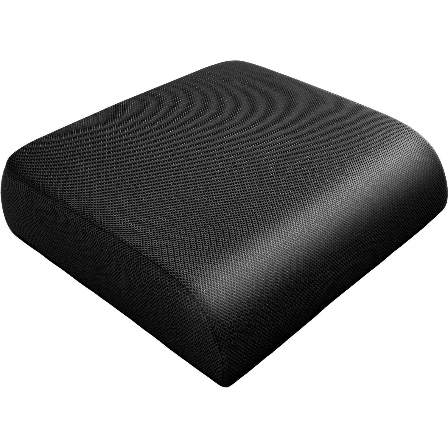 Youfi Extra Thick Large Seat Cushion -19 X 17.5 X 4 Inch Gel Memory Foam Cushion With Carry Handle Non Slip Bottom - Pain Relief Coccyx Cushion For Wheelchair Office Chair (Black (1Pack))