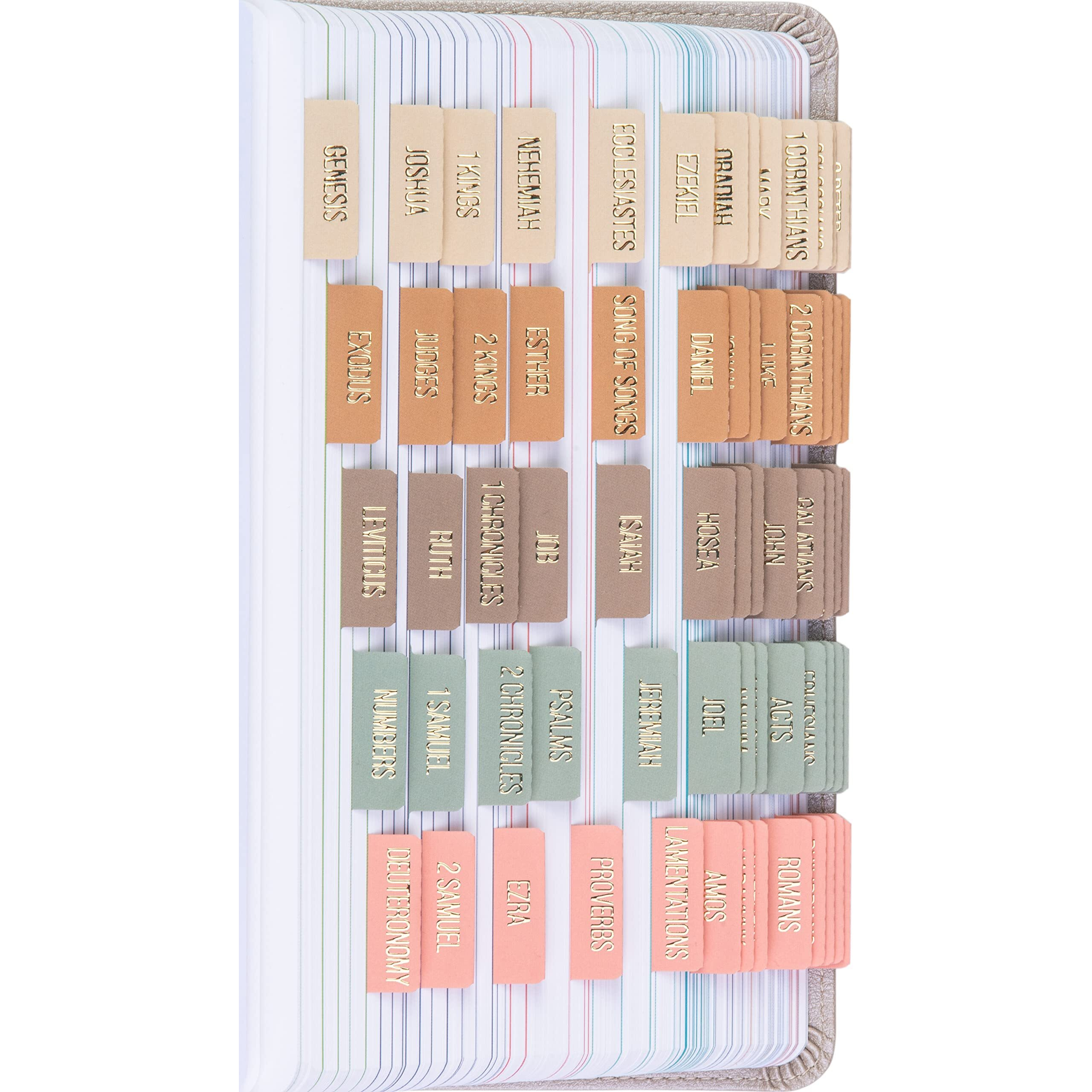 Diversebee Laminated Bible Tabs (Gold Embossed Lettering)  Bible Journaling Supplies  Bible Book Tabs  Christian Gift  73 Bible Tabs Old And New Testament  Includes 4 Blank Tabs (Meadow)