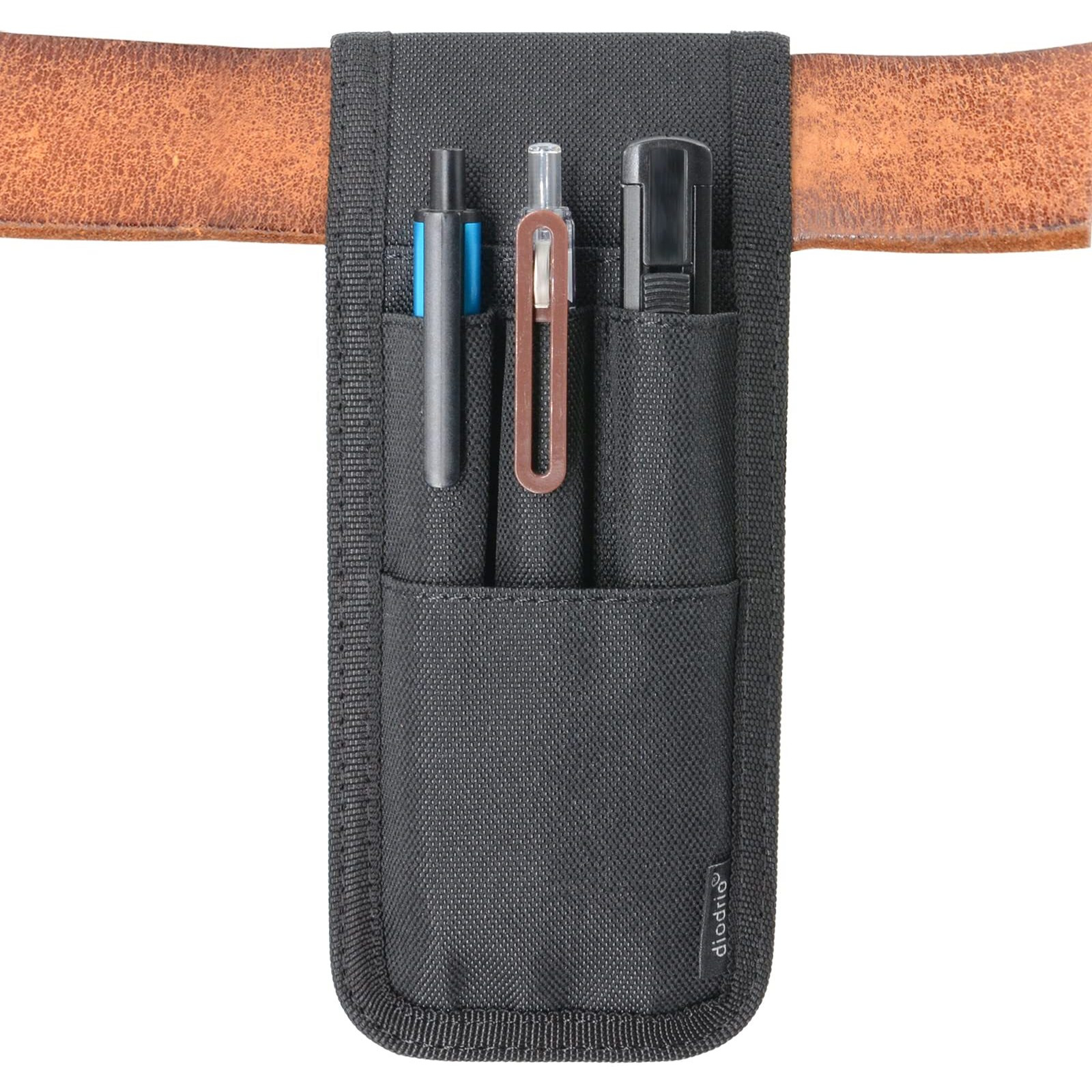 Diodrio Belt Pen Holder  Pencil Holder Pouch  Pen Sleeve Case Holster For Belt  Hold Multiple Pens  Hold 6 Inch Ruler  2 Pens And A Marker. Made Of Durable Fabrics  Detachable  Black.