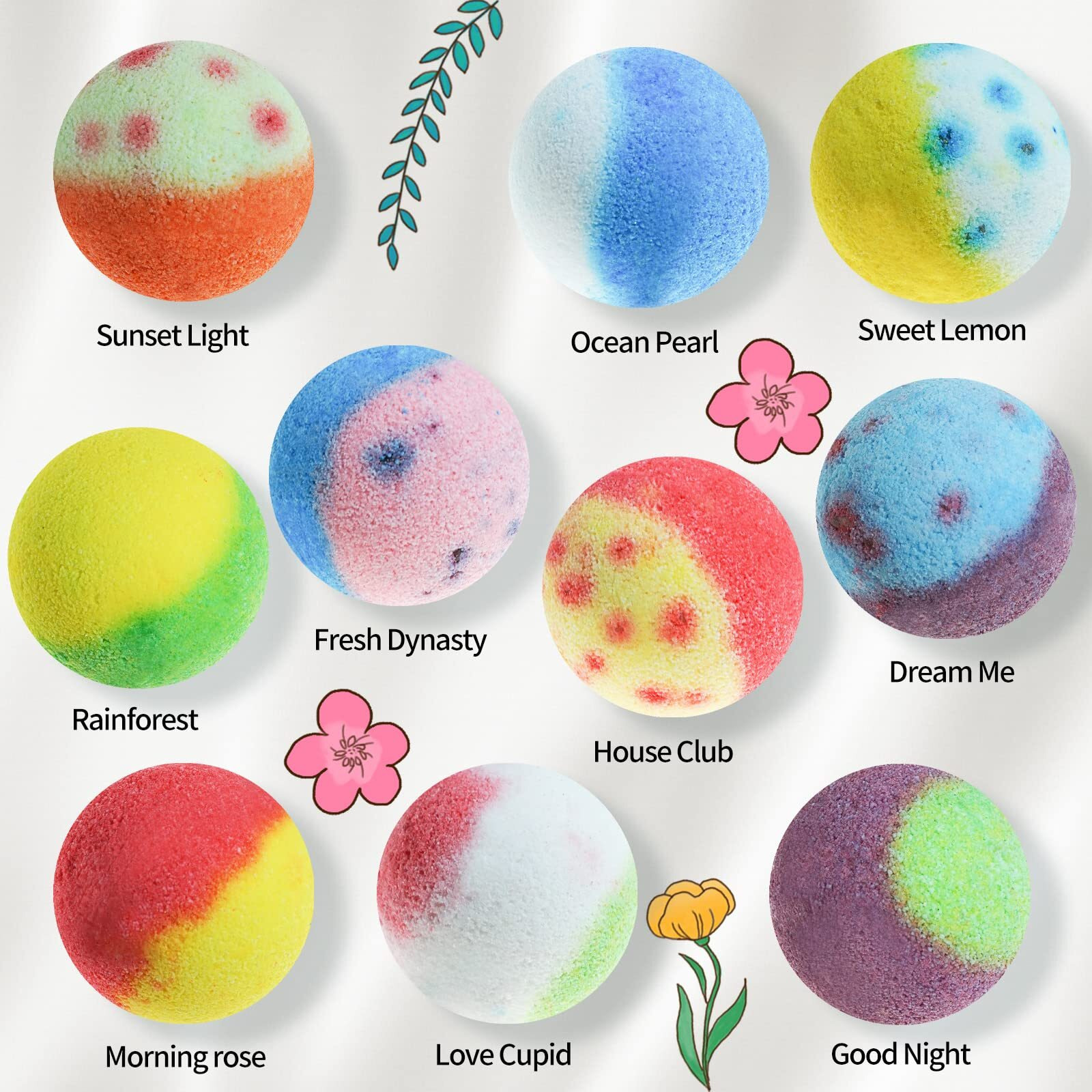 Nagaliving Bath Bombs Gift Set  10 Organic Bubble Bombs  For Valentines Day  Christmas