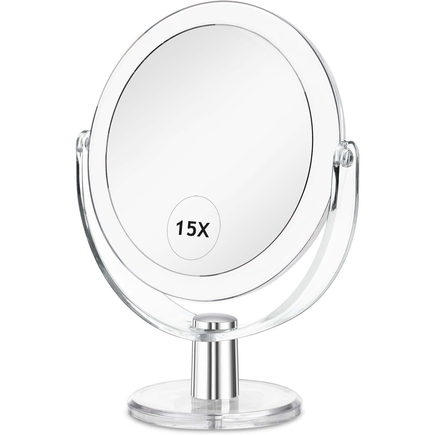Clsevxy Vanity Mirror Makeup Mirror With Stand  1X/15X Magnification Double Sided 360 Degree Swivel Magnifying Mirror  6.25 Inch Portable Table Desk Counter Top Mirror Bathroom Shaving Mirror