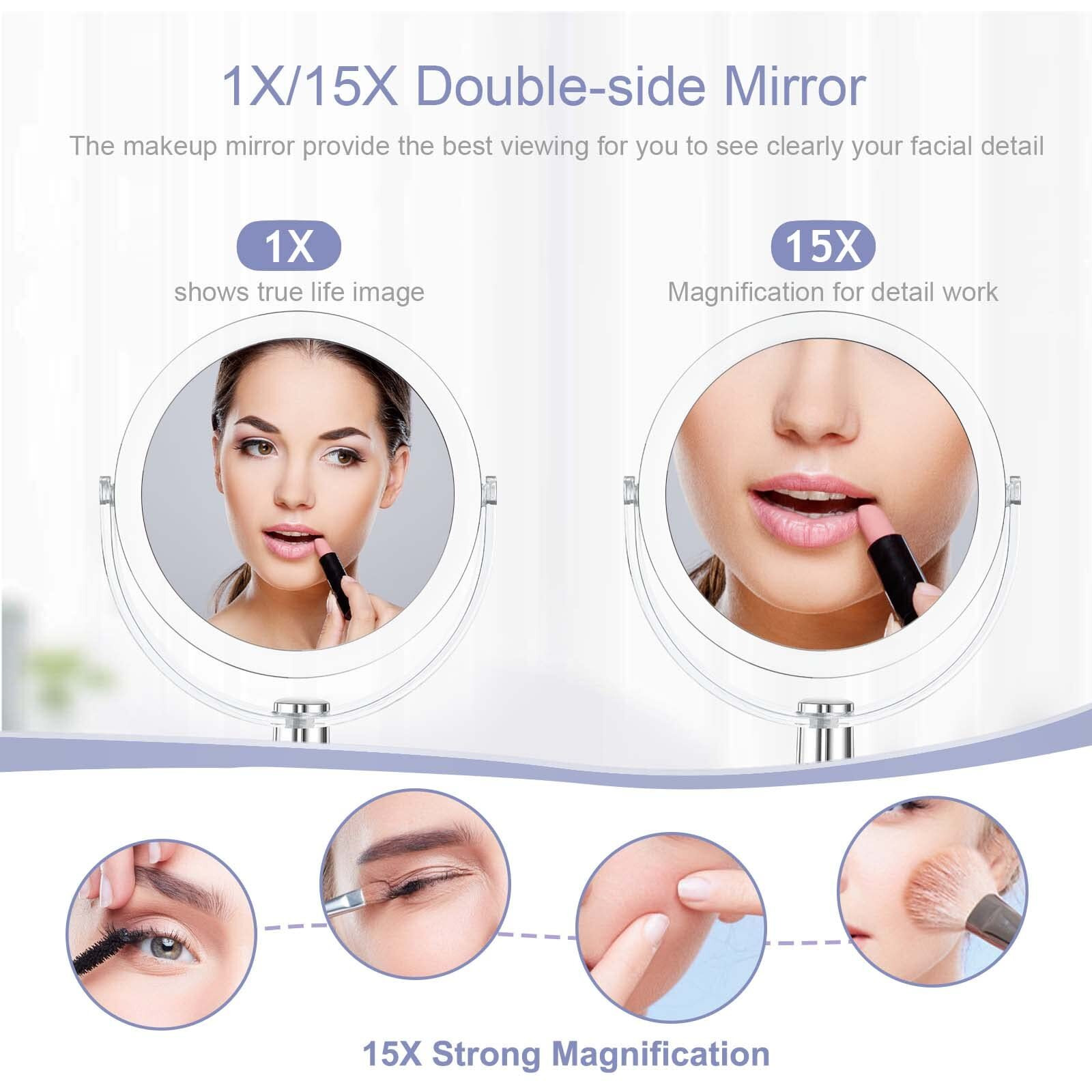 Clsevxy Vanity Mirror Makeup Mirror With Stand  1X/15X Magnification Double Sided 360 Degree Swivel Magnifying Mirror  6.25 Inch Portable Table Desk Counter Top Mirror Bathroom Shaving Mirror