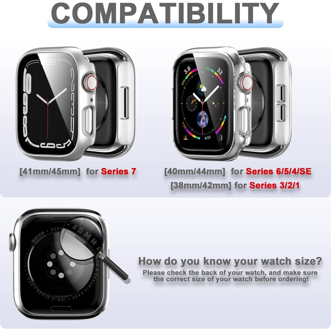 6 Pack Hard Pc Case With Tempered Glass Screen Protector For Apple Watch 44Mm Se(2022) Series 6/Se/5/4  Rontion Ultra-Thin Scratch Resistant Full Protective Bumper Cover For Iwatch 44Mm Accessories