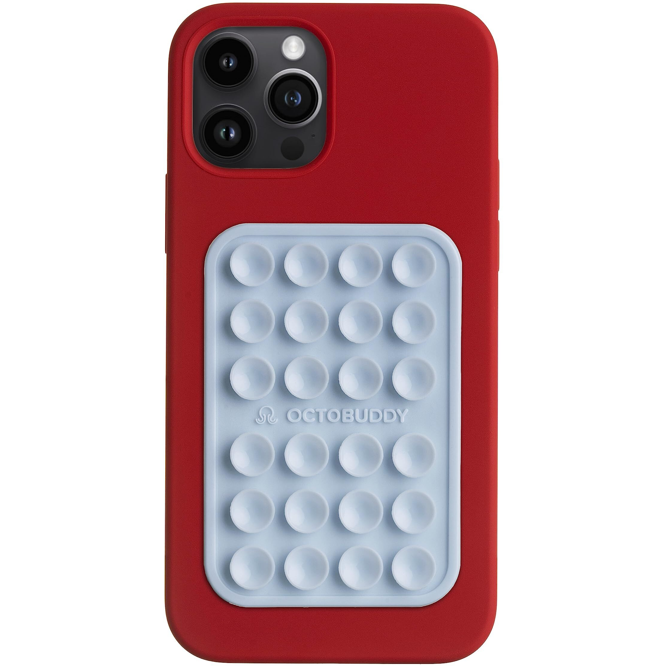 Octobuddy  Silicone Suction Phone Case Adhesive Mount  Compatible With Iphone And Android  Anti-Slip Hands-Free Mobile Accessory Holder For Selfies And Videos (Baby Blue)