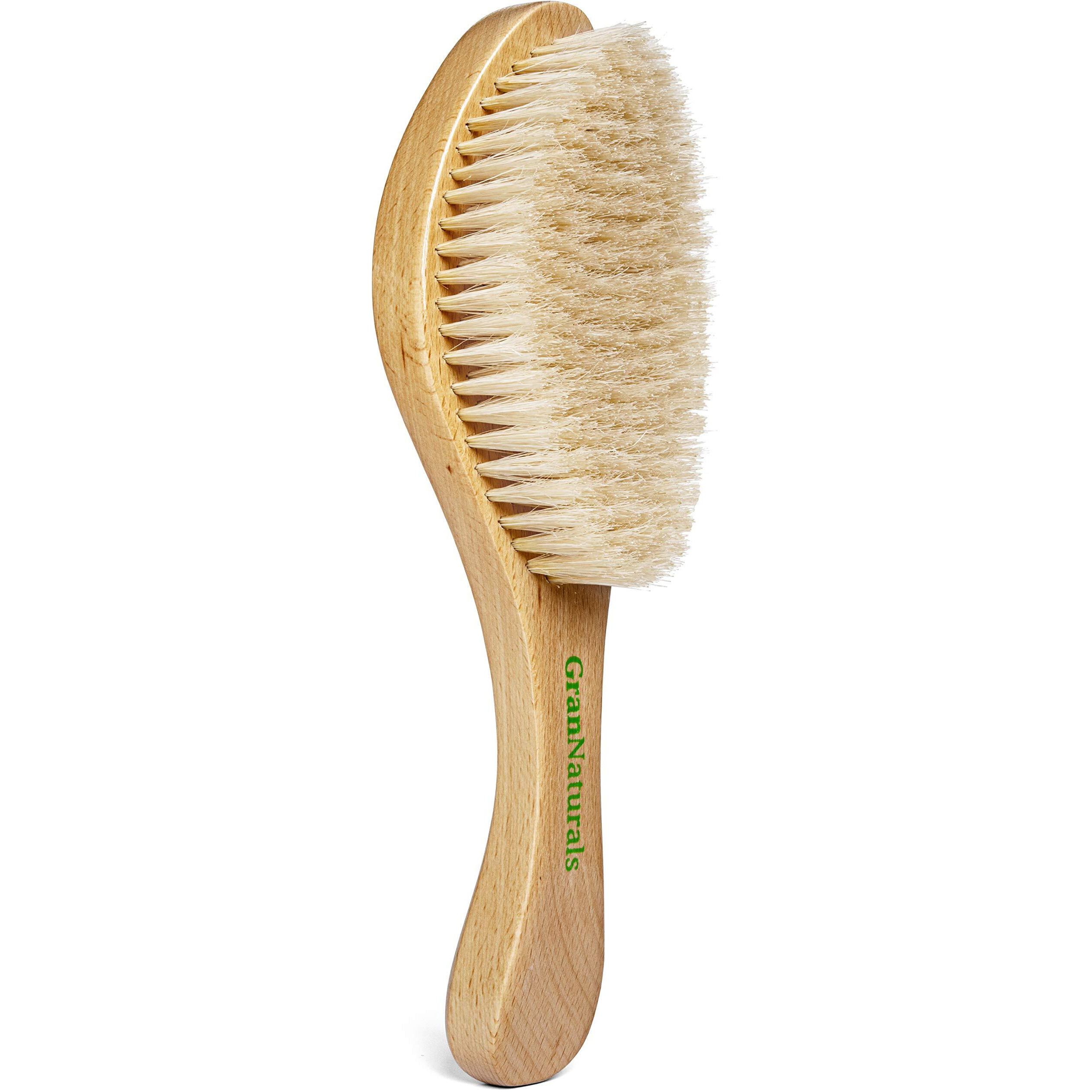 Grannaturals Soft Wave Brush - Curved Boar Bristle Smoothing Hair Brush For Slick Back Hair And 360 Waves