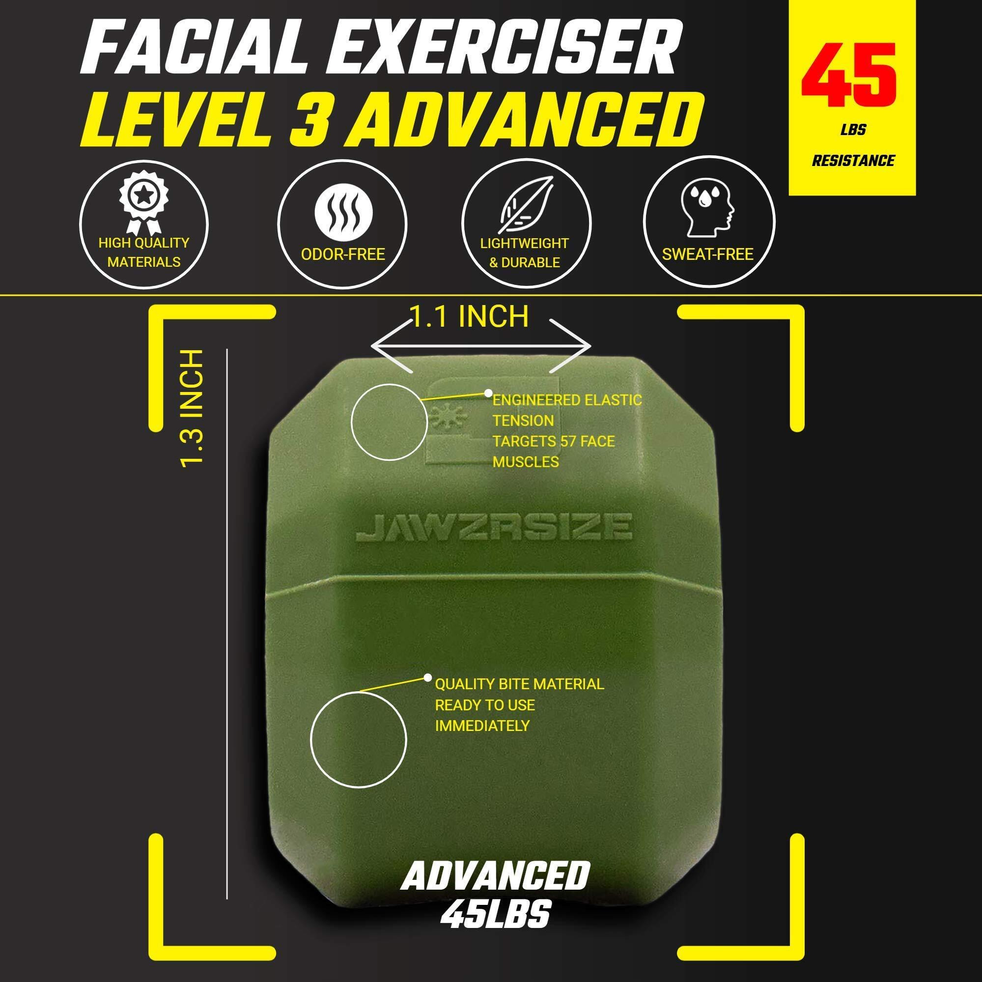 Jawzrsize Pop 'N Go Jaw  Face  And Neck Exerciser - Define Your Jawline  Slim And Tone Your Face  Look Younger And Healthier - Helps Reduce Stress And Cravings - Facial Exerciser (Advanced Green)