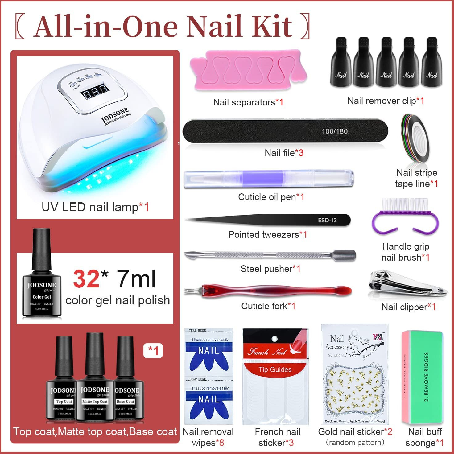 Jodsone Gel Nail Polish Kit With U V Light 32 Colors Gel Polish Nail Kit Soak Off Gel Nail Set Manicure Tools Nail Gel Kit Gifts For Women