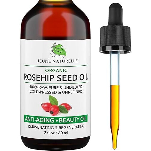 Rosehip Oil - Pure  Virgin  Cold Pressed - From Whole Berries (Pulp & Seeds)  Natural Deep Orange Hue For Intensive Skin Repair - Undiluted Organic Rosehip Seed Oil  2 Oz
