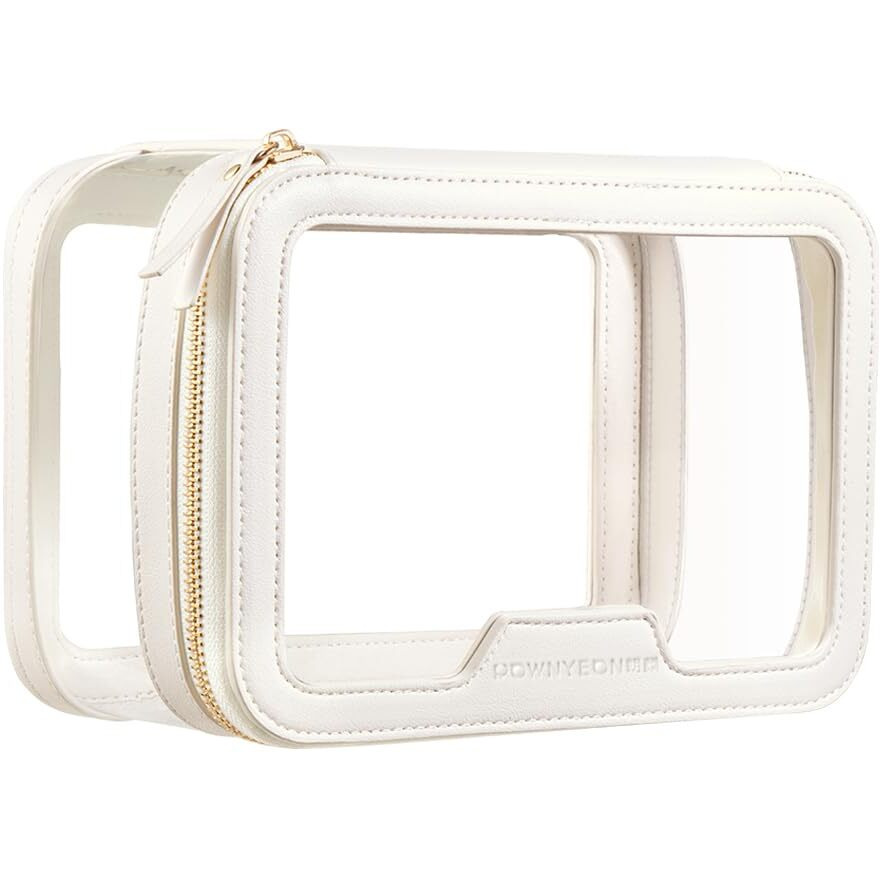 Rownyeon Clear Makeup Case Toiletry Bag Multipurpose Travel Makeup Train Case Portable Cosmetic Organizer Transparent Storage Bag White