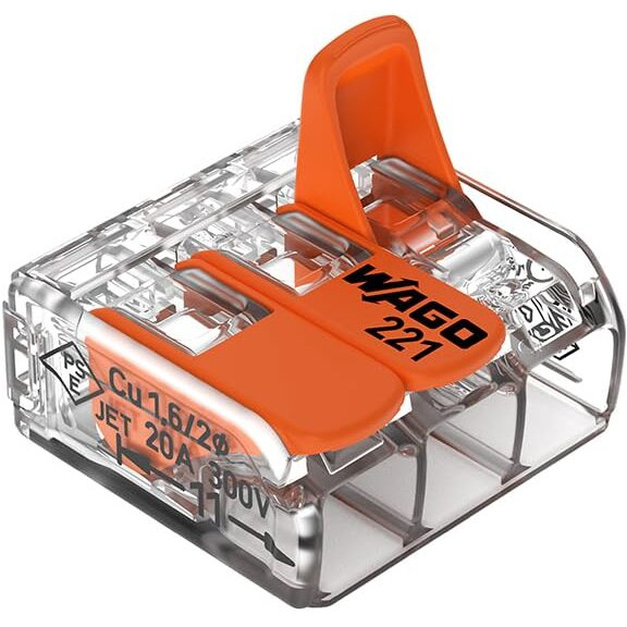 Wago 221-413 Lever-Nuts 3 Conductor Compact Screw Connectors 100 Pk