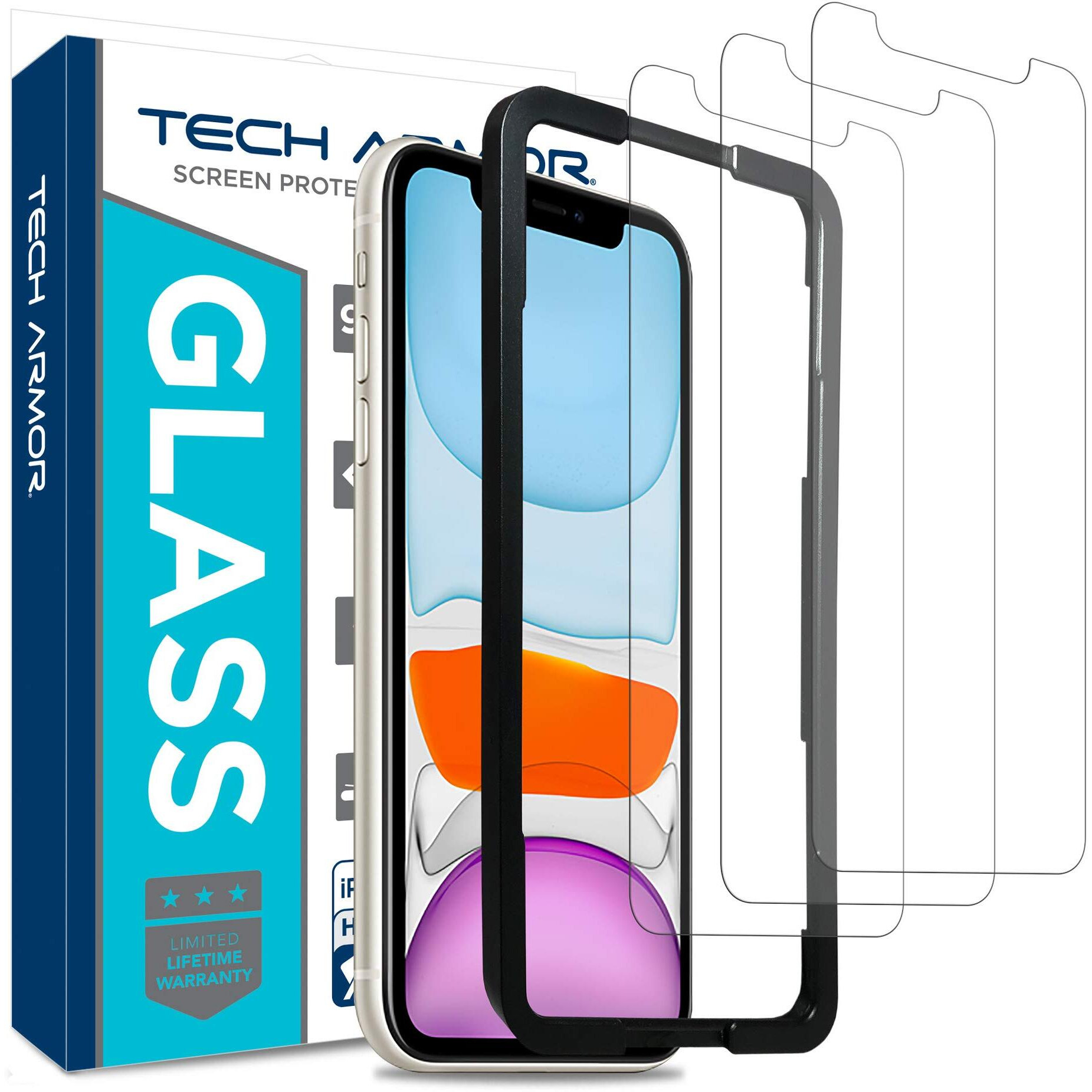 Tech Armor Ballistic Glass Screen Protector For Iphone 11 And Iphone Xr [6.1 Inch] Display 3 Pack Tempered Glass  Case Friendly