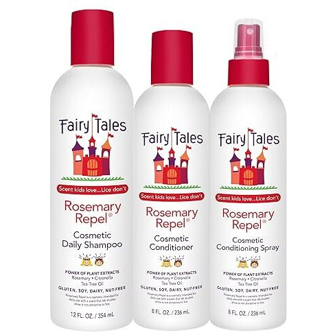 Fairy Tales Rosemary Repel Daily Kids Shampoo  12 Fl Oz.  Conditioner  8 Fl Oz. & Conditioning Spray  8 Fl Oz. Star Trio- Kids Like The Smell  Lice Do Not