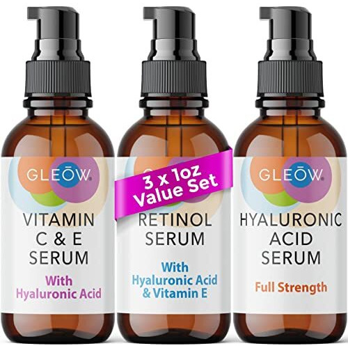 Retinol Serum For Face - Vitamin C Face Serum With Hyaluronic Acid Serum For Face  Retinol Face Anti Aging Serum  Vitamin C Serum For Face  Glow Face Serum For Women 3X1 Fl Gleow
