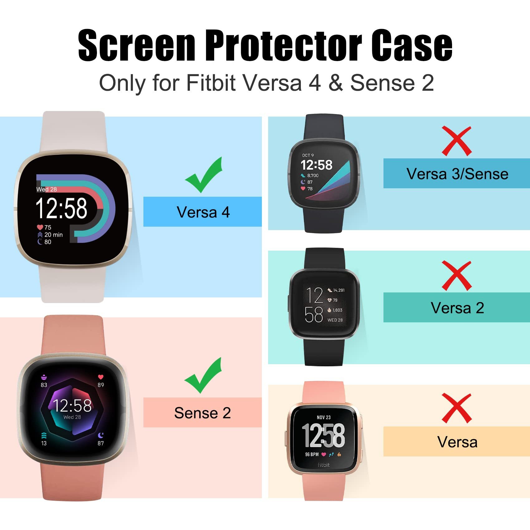 Kpyja Screen Protector Compatible With Fitbit Sense 2/Versa 4 Case  Soft Tpu Plated Case All-Around Protective Screen Full Cover Bumper Compatible For Fitbit Sense 2/Versa 4 Smart Watch