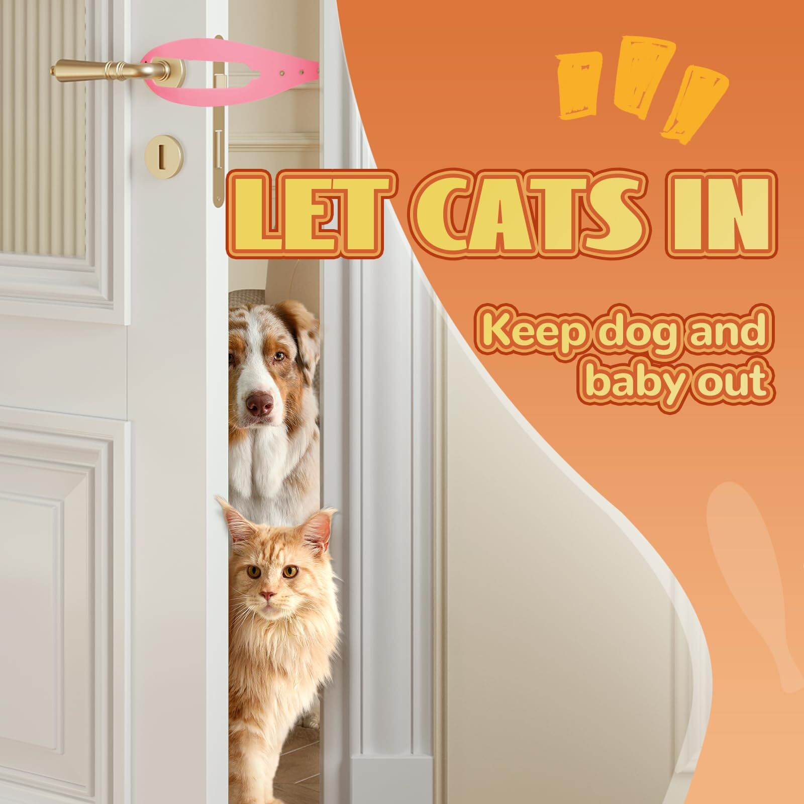 Tgiow Flex Latch Cat Door Holder  1 Pcs  Keeps Dog Out Of Litter Box & Food  5 Adjustable Size Straps 2.5-6 "" Wide  Easy To Install  Pink