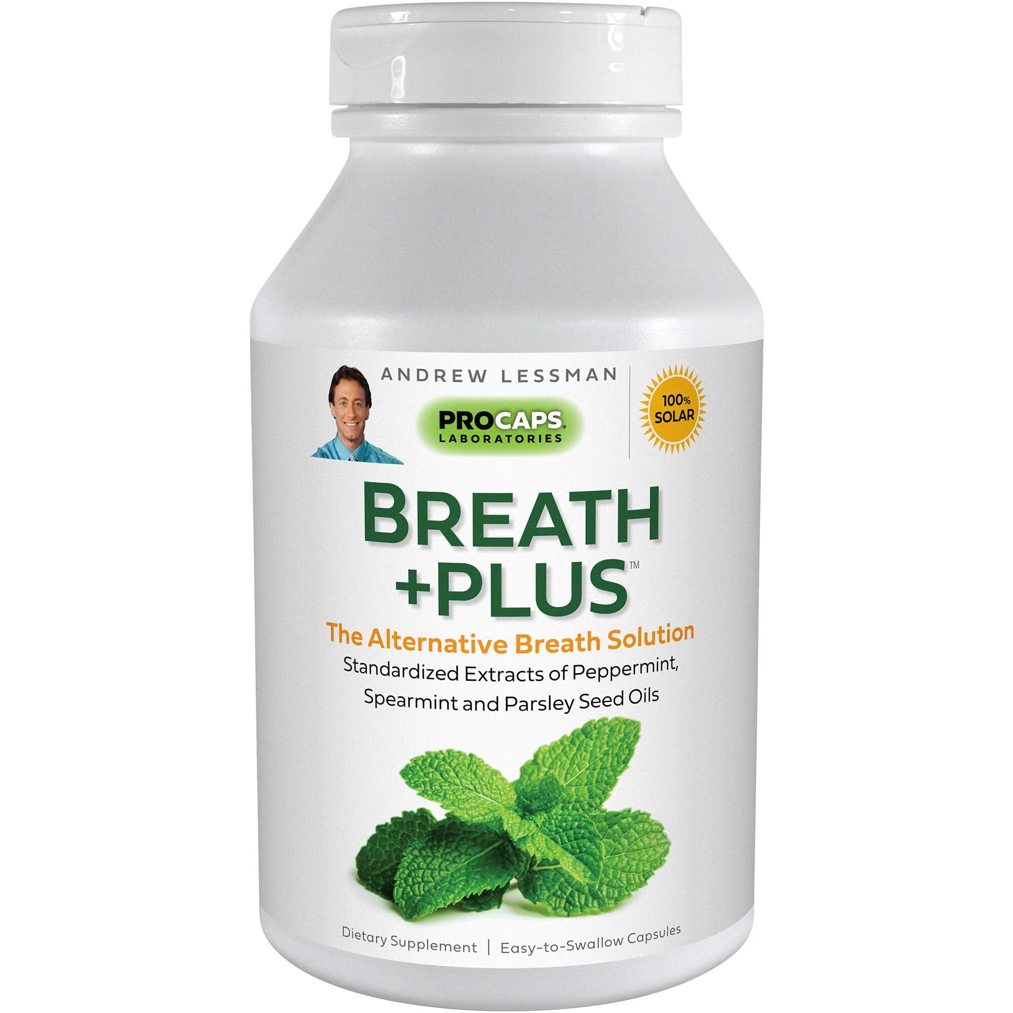 Andrew Lessman Breath Plus 60 Softgels - Natural Breath Freshener  Helps Eliminate Odors From Food  Smoking  Morning Breath From The Inside Out  With Peppermint & Spearmint. Easy To Swallow Softgels