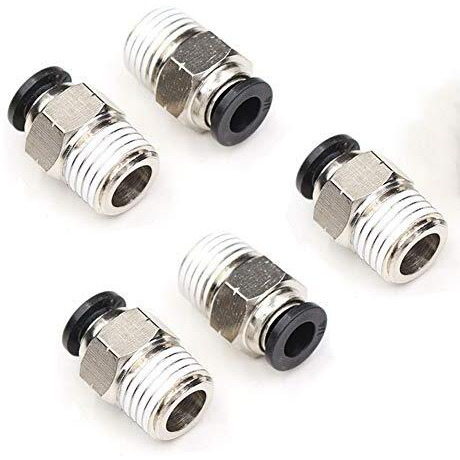 Ceker Pc 1/4"" Od X 1/4"" Npt Thread Push To Connect Pneumatic Tube Fitting Male Straight Union Fittings Push Fit Connector Quick Release Air Fittings 5Pack