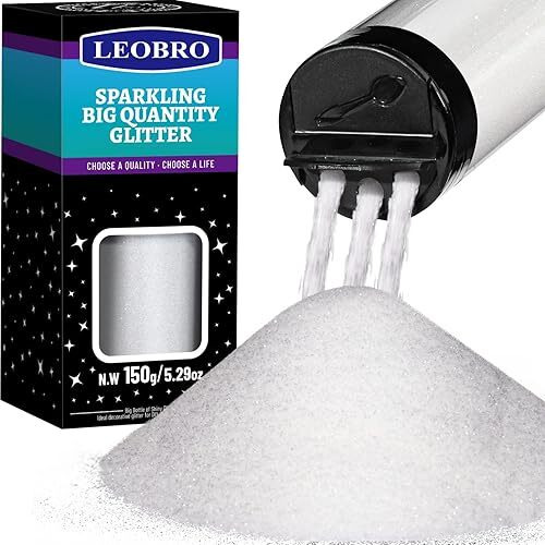 Leobro White Glitter 150G/5.29Oz White Fine Glitter  Clear Craft Glitter For Resin  Tumbler  Nail Body  Diy Party Decorations  Crafts