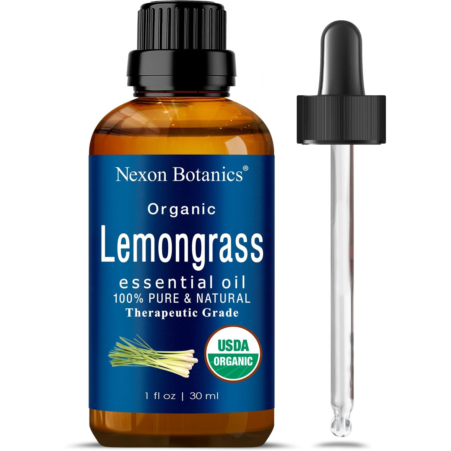 Organic Lemongrass Essential Oil 30 Ml - Natural  Pure Lemongrass Oil For Diffuser  Aromatherapy - Lemon Grass Essential Oil For Skin Use  Hair Care - Undiluted - Nexon Botanics