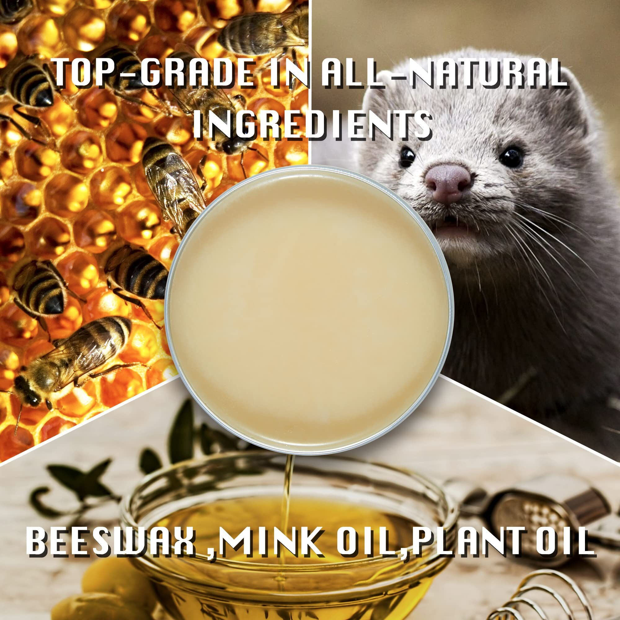 Salty Fish All-Natural Leather Conditioner And Cleaner Made With Mink Oil Beeswax Protect Soften Waterproof Leather Furniture Car Seats Shoes Boots Bags (3.53 Oz)