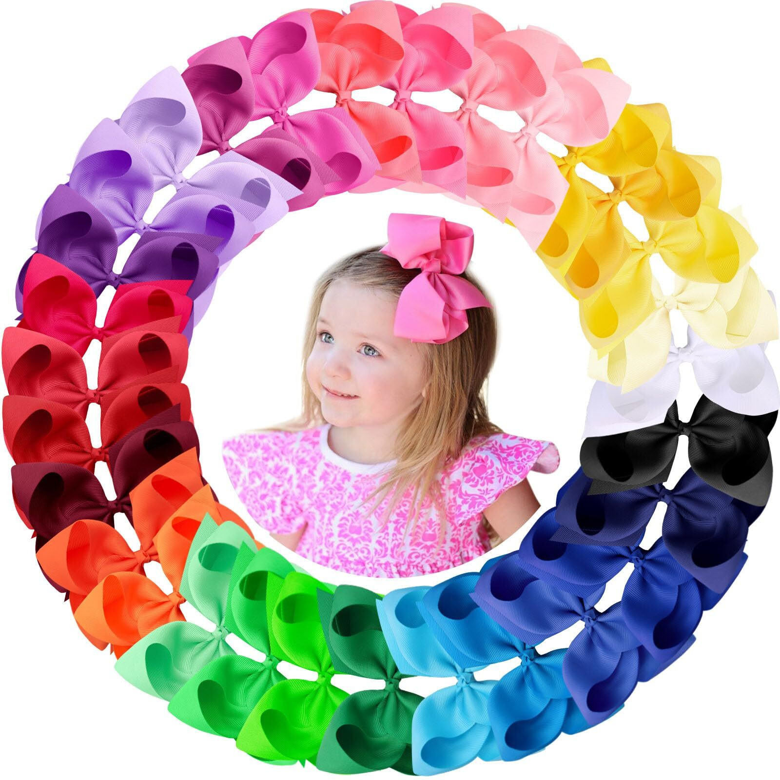 Oaoleer 30 Colors 4 Inch Hair Bows Clips Grosgrain Ribbon Bows Hair Alligator Clips Hair Barrettes Hair Accessories For Girls Toddler Infants Kids Teens Children