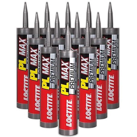 Loctite Pl Premium Max Construction Adhesive  9 Fl Oz Cartridge  12 Pack - Versatile Construction Glue For Wood  Concrete  Stone & More