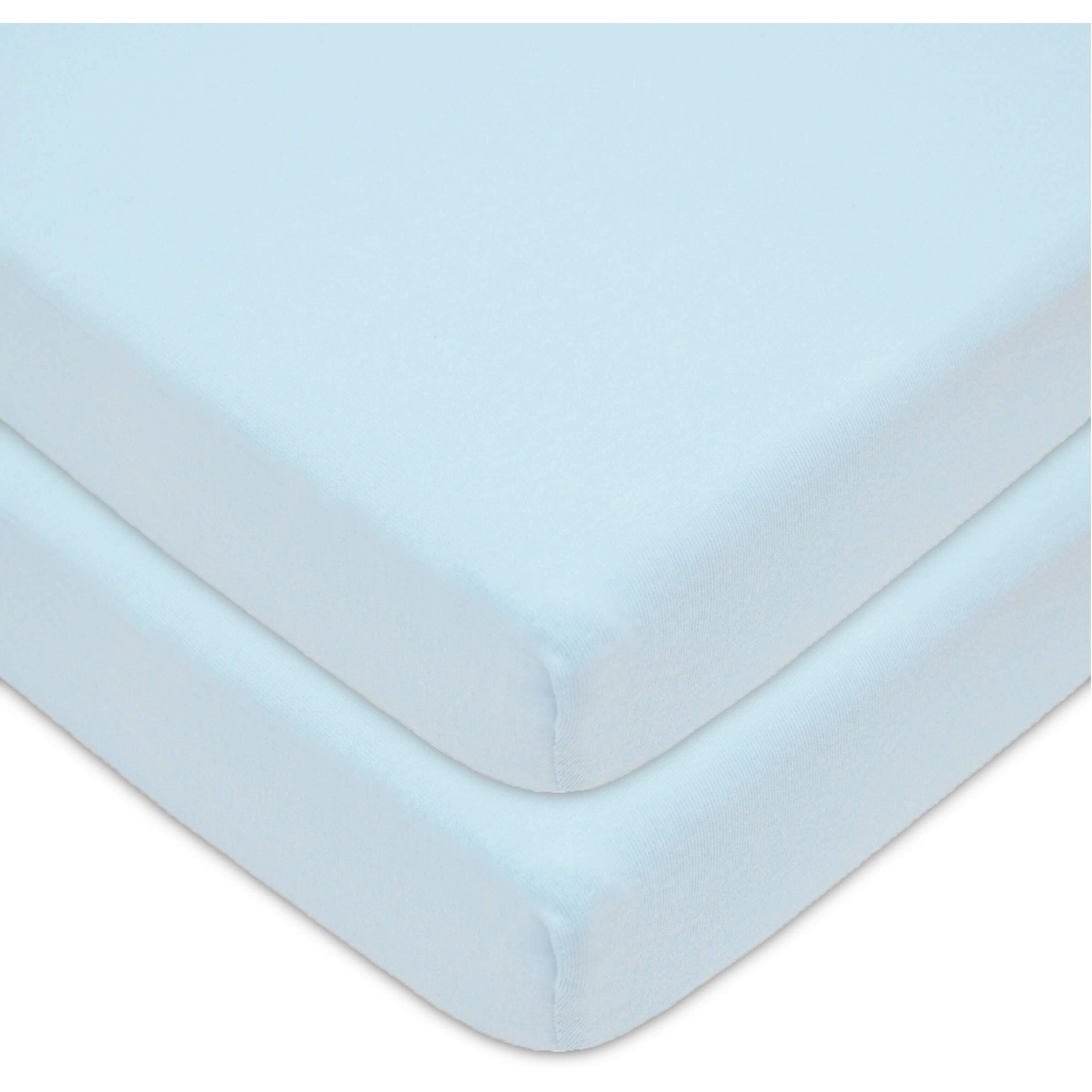 American Baby Company 2 Pack FittedMini CribSheet24"" X 38"" Soft Breathable NeutralCottonJerseyPortableSheet  Blue For Boys And Girls  Fits MostPack N Play Mattresses
