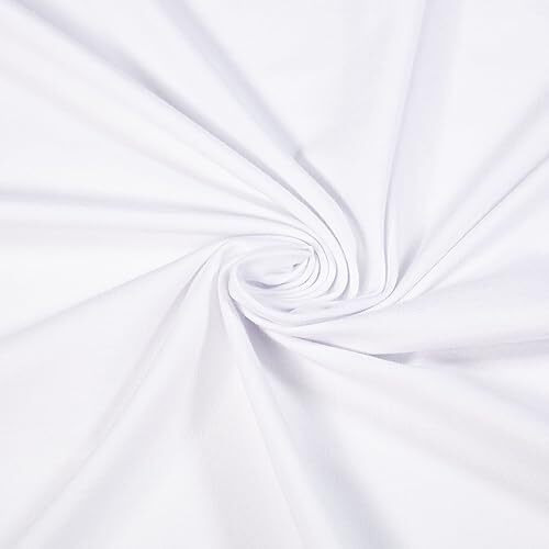 Fabricla Cotton Spandex Jersey Fabric By The Yard - 10 Oz 4-Way Stretch Spandex & Cotton Fabric  60"" Wide - Perfect For Skirts  Tops  T-Shirts | White | Sold In 1 Yard
