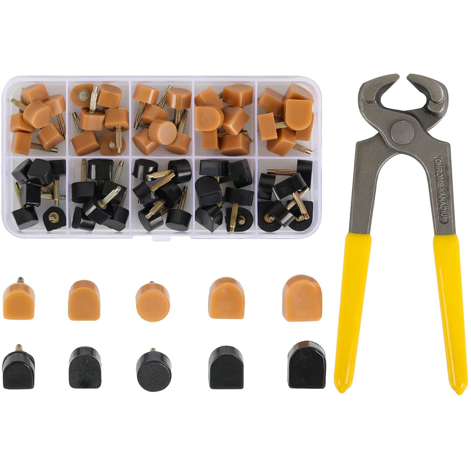 Yeham 30 Pairs Women's High Heel Shoes Replacement Tips Pin  Round And Square Heel Repair Caps With 6"" Heel Pliers For Repairing Shoes