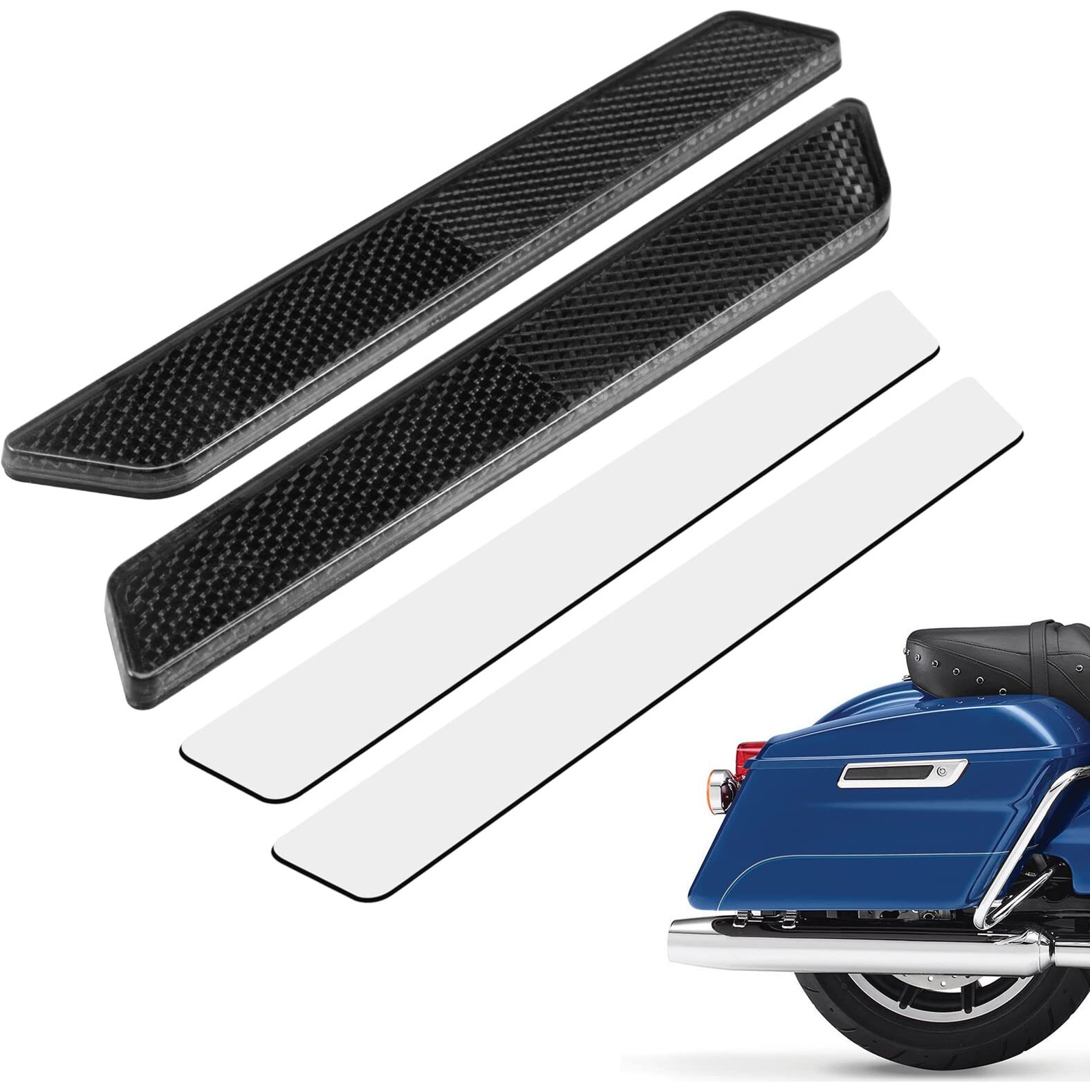 Amazicha Black Reflectors Compatible For Harley Street Glide Electra Glide Road Glide Road King Latch Covers Saddlebags Side Visibility 2014-2023
