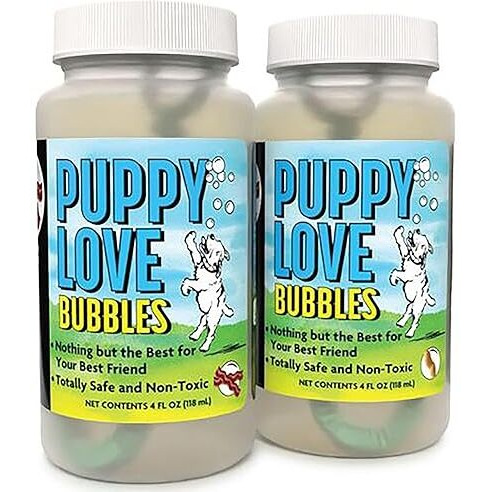 Puppy Love Bubbles 2 Pack Combo - Bacon & Peanut Butter Scented - 4Oz Bottles  Scented Bubbles For Dogs  Non-Toxic & Allergen Free  Combine Toy & Treat