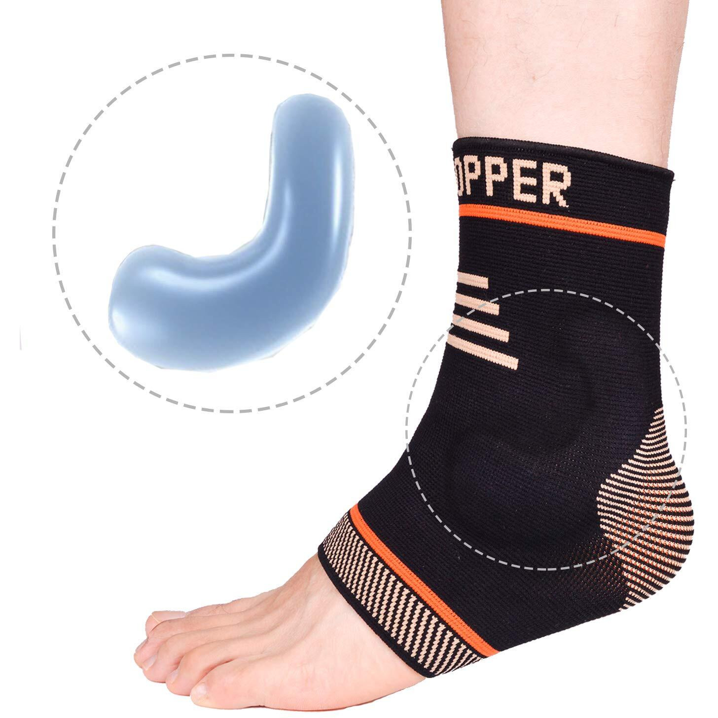 Thx4Copper Infused Compression Ankle Brace Silicone Ankle Sleeve Support  Pain Relief From Plantar Fasciitis  Achilles Tendonitis- Reduce Foot Swelling&Prevent Ankle Injuries - (Single)