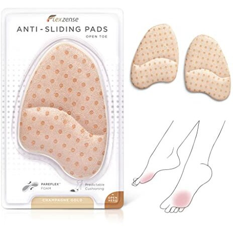 Flexzense Anti-Sliding Pads Open Toe | Maximum Cushioning And Reduce Foot Slip | 1 Pair (Champagne Gold)