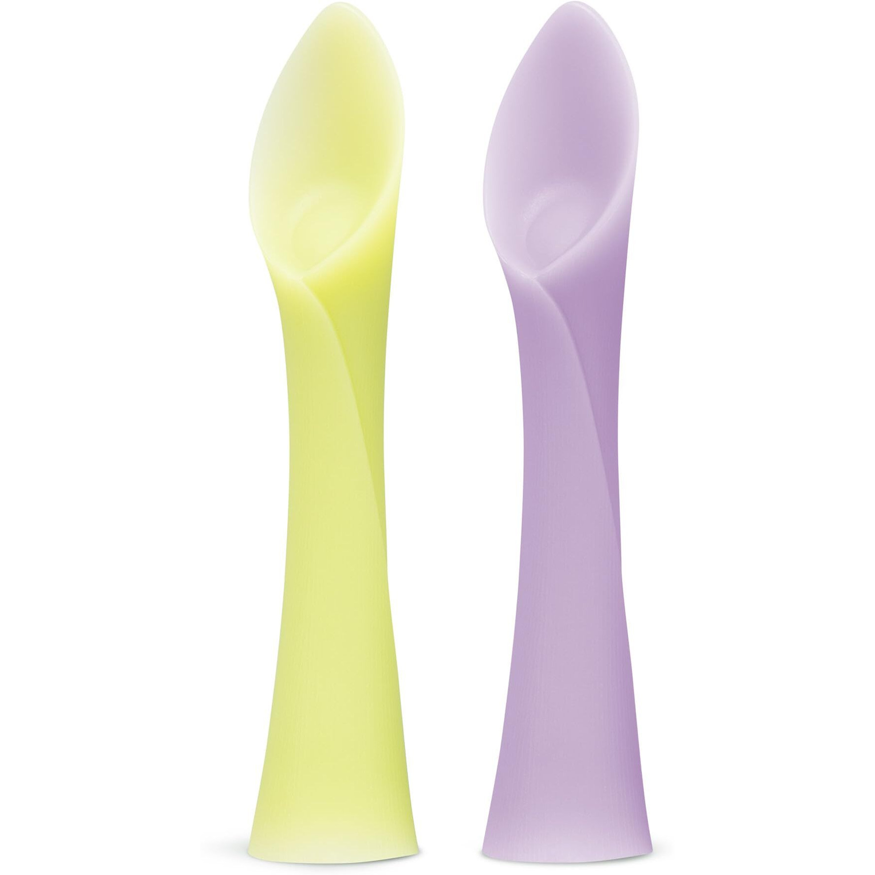 Olababy 100% Silicone Soft-Tip Training Spoon For Baby Led Weaning 2Pack (Lemon/Lilac)