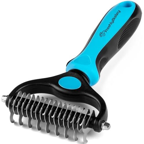 Freshly Bailey Dog And Cat Dematting Deshedding Brush Tool - Double Sided Undercoat Rake Shedding Comb Mat Remover Deshedder Safe Detangler For Matted Hair/Fur