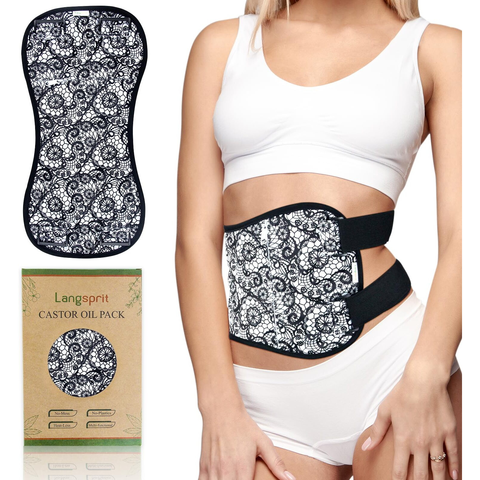 Langsprit Castor Oil Pack Castor Oil Pack Wrap  Organic Castor Oil Packs For Liver Detox  Inflammation  Reusable Castor Oil Pack Compress Castor Oil Packs Kit