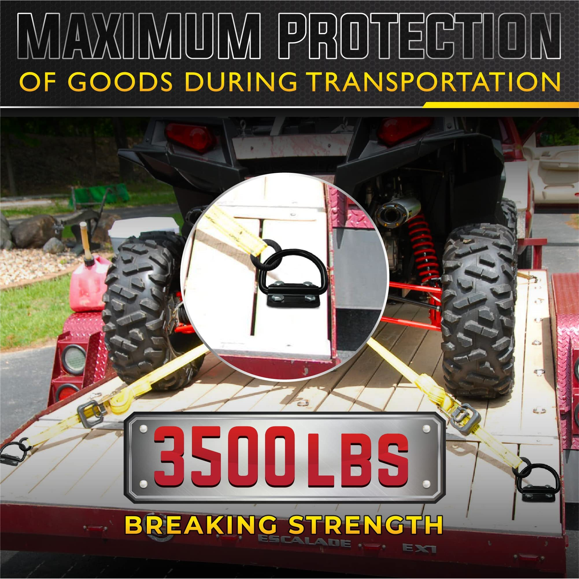 Pamazy 4Pcs Heavy Duty Steel D Rings Tie Down Anchors  Ultra Durable 3500 Pound Breaking Strength Surface Mount Hooks Securing Cargo For Trailer  Truck Bed  With Screws & Bolts